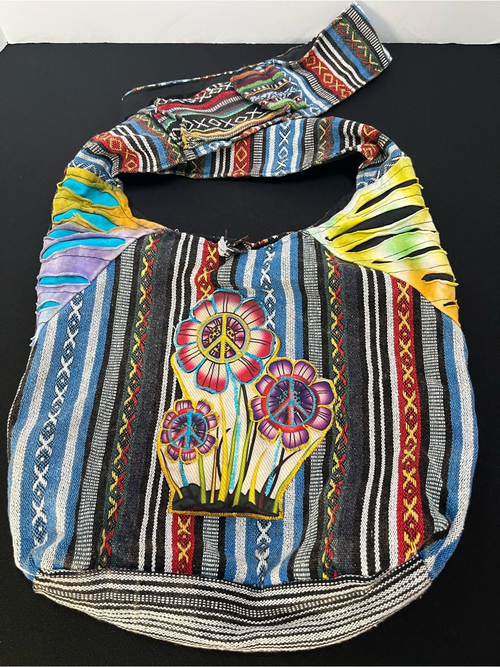 Rising International Multicolor Striped Floral Shoulder Bag